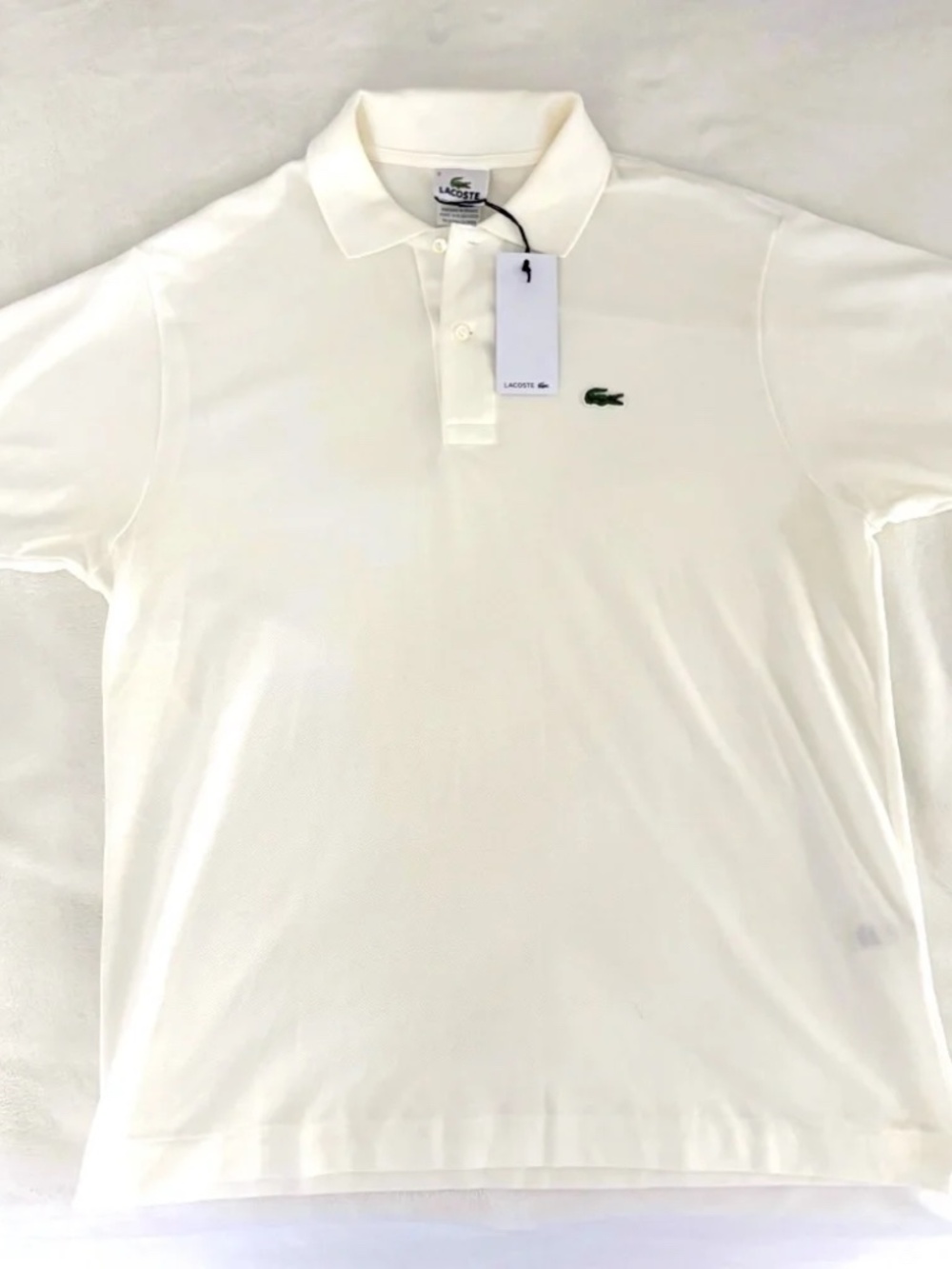 LACOSTE Pique Polo in White (Size: Medium-Large) NEW